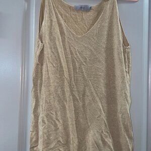 Jolie Gold knit v-neck sweater tank top, Sz L